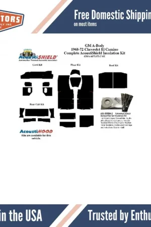 Insulation Sound Deadener Kit for 68-72 Chevy El Camino Acoustishield Complete Fresh Stock