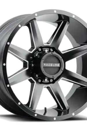Instant Buy Raceline 954M Stryker 20x10in / 8x170 BP / -19mm Offset / 125.2mm Bore - Satin Black & Milled Wheel