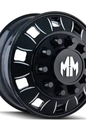 Next Day Delivery Mayhem 8180 BigRig 24.5x8.25/10x285.75 BP/168mm Offset/220.1mm Hub Front Black w/Milled Spokes Wheel