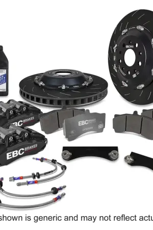Crafted EBC EBC Racing 13-22 VW Golf GTI (Mk7/Mk8) Black 6 Piston Apollo Calipers 355mm Rotors Big Brake Kit
