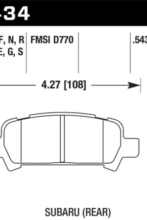 Hawk Performance Hawk 02-03 WRX / 05-08 LGT D770 HP+ Street Rear Brake Pads Price Cut