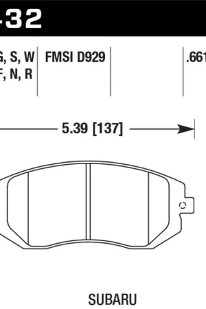 Hawk Performance Hawk 03-05 WRX / 08 WRX / 09 Legacy 2.5i NA ONLY D929 HPS Street Front Brake Pads New Arrival