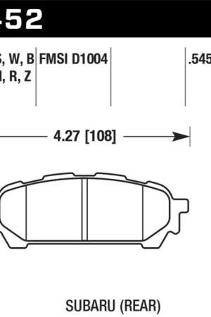 Clearance Hawk Performance Hawk 03-05 WRX D1004 HPS Street Rear Brake Pads