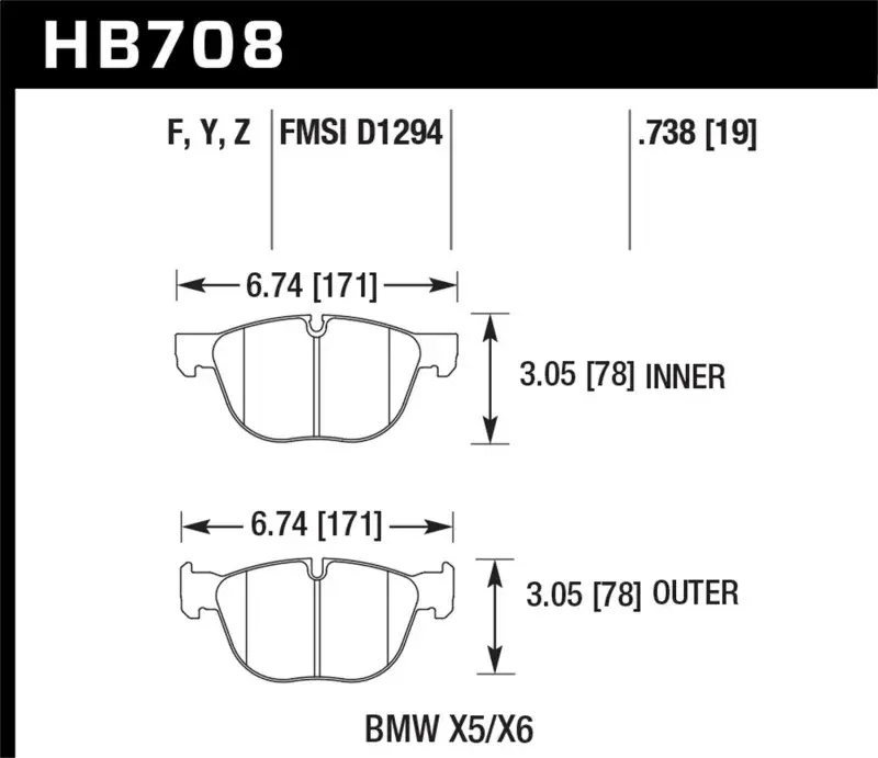 Best Price Hawk Performance Hawk 07-08 BMW X5 3.0si/4.8i / 09-13 X5 Xdrive / 08-13 X6 Xdrive HPS Front Brake Pads