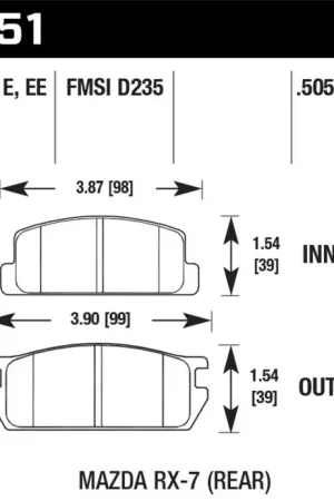 Professional Grade Hawk Performance Hawk 81-85 Mazda RX-7 Blue 9012 Rear Race Brake Pads