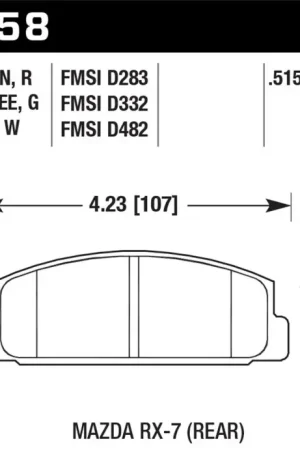 Professional Grade Hawk Performance Hawk 84-91 Mazda RX-7 / 03-05 Mazda 6 Blue 9012 Race Rear Brake Pads