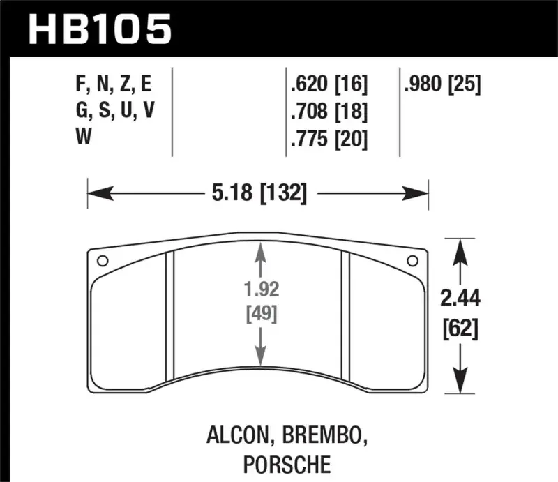 Premium Hawk Performance Hawk Alcon B/MB4/ Brembo XA2.E5.01/04 / XA5.90.01/04 / XA6.H7.11/14 DTC-70 Race Brake Pads