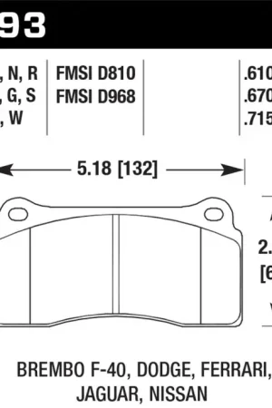 Hawk Performance Hawk Dodge / FerrariFront & Rear / Ferrari / Jaguar / Nissan Front DTC-70 Race Brake Pads While Supplies Last