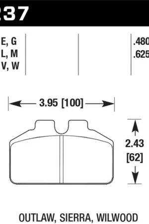 High Quality Hawk Performance Hawk Wilwood BB / AP Racing / Outlaw Black Rear Brake Pads