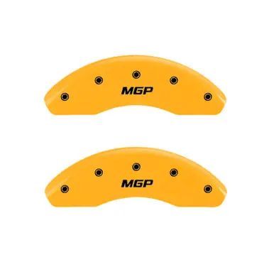 Hot Deal MGP 4 Caliper Covers Engraved Front & Rear MGP Yellow Finish Black Char 2005 Honda Accord - 20196SMGPYL