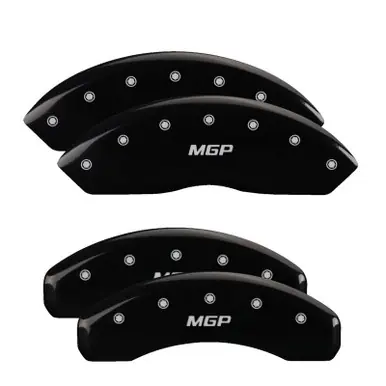One Day Deal MGP 4 Caliper Covers Engraved Front & Rear MGP Black finish silver ch - 29192SMGPBK