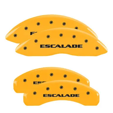 MGP 4 Caliper Covers Engraved F & R Cursive/Cadillac Yellow Finish Black Char 1998 Cadillac DeVille - 35006SCADYL Direct From Manufacturer